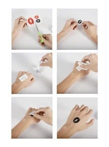 張紅唇印花臨時紋身貼紙 - 紅色 - 查看 5