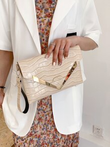 鱷魚壓紋翻蓋信封包