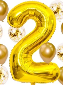 1 quả bóng bay hình số bằng màng nhôm vàng 40 inch, bóng bay trang trí tiệc sinh nhật, ngày lễ tình nhân trở lại trường - Vàng - Xem 4