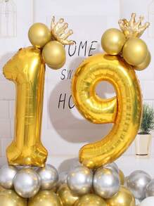 1 quả bóng bay hình số bằng màng nhôm vàng 40 inch, bóng bay trang trí tiệc sinh nhật, ngày lễ tình nhân trở lại trường - Vàng - Xem 5