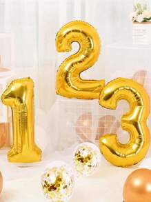 1 quả bóng bay hình số bằng màng nhôm vàng 40 inch, bóng bay trang trí tiệc sinh nhật, ngày lễ tình nhân trở lại trường - Vàng - Xem 3