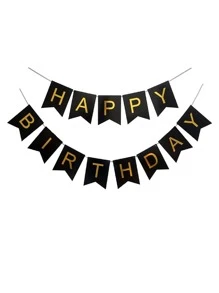 1 set Tire de bandera de cumpleaños - Negro - Ver 1