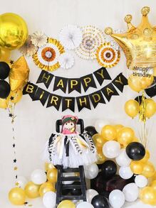 1 set Tire de bandera de cumpleaños - Negro - Ver 2