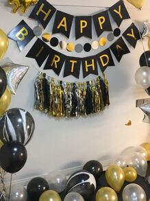 1 set Tire de bandera de cumpleaños - Negro - Ver 4