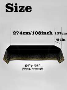 1入組金屬質感波點圖案一次性桌布 - 黑色 - 查看 3