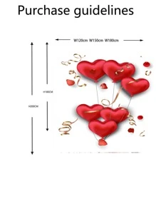 Balloon & Heart Pattern Shower Curtain - Multicolor - View 3