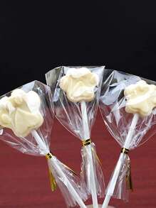 100 قطعة أكياس حلوى الشامبو و100 قطعة عصا و100 قطعة رابط لف، أكياس بلاستيكية بسيطة لتغليف الحلوى والشوكولاتة مناسبة للخبز والمدرسة ولوازم الأطعمة والصناديق الغذائية مناسبة للحلوى والشوكولاتة والبسكويت وغيرها