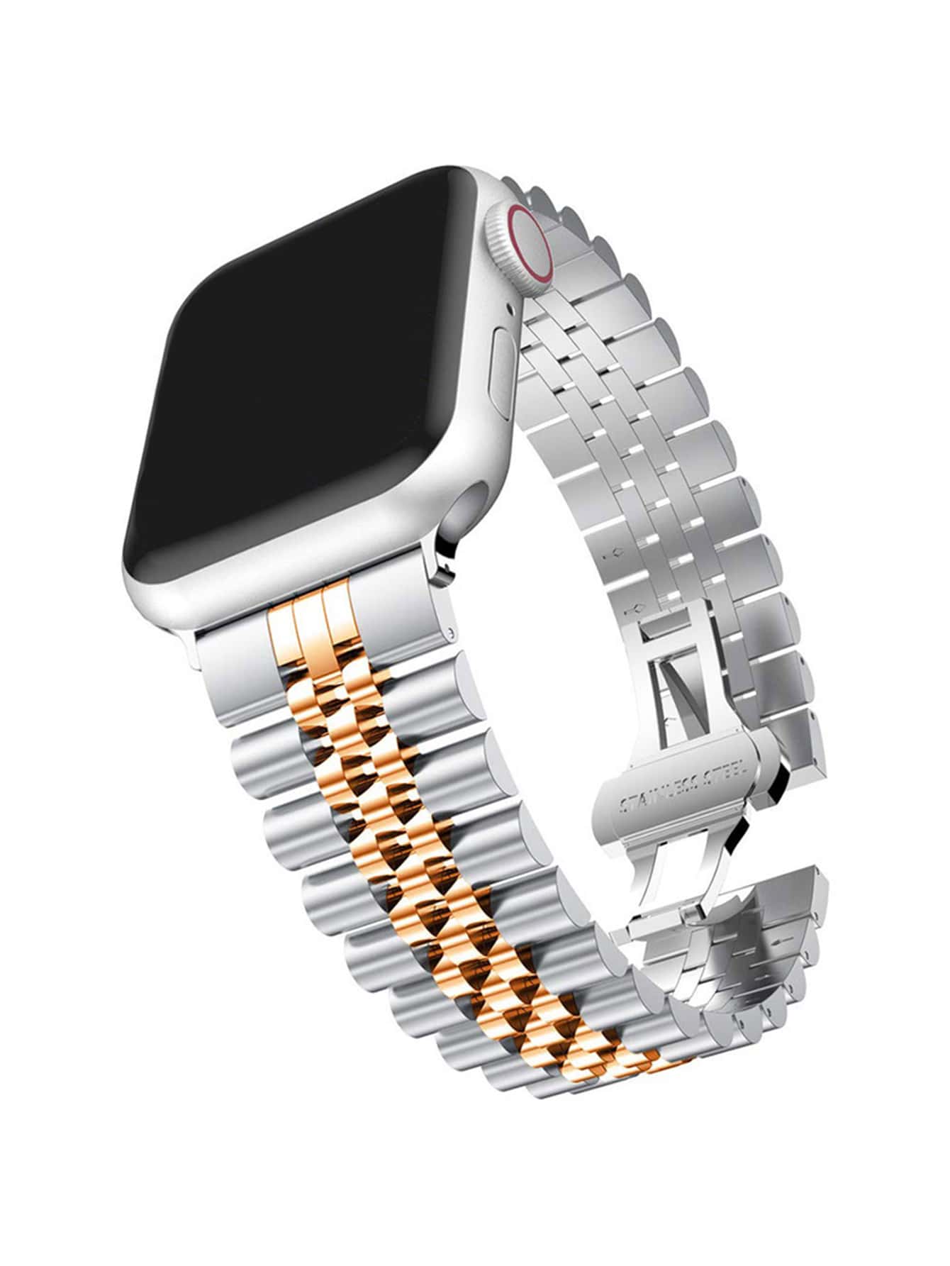 1 dây đeo đồng hồ bằng kim loại màu bạc và vàng bằng thép không gỉ trị giá 5Baht Thích hợp cho tất cả các mẫu dây đeo đồng hồ Apple Kích thước 38mm/40mm/41mm/42mm/44mm/45mm/49mm, thích hợp cho dòng Ultra/Se/S9/8/7/6/ 5/ Mẫu 4/3/2/1 giống nhau cho cả nam và nữ. Nó có thể được sử dụng trong tất cả các mùa Dây đeo đồng hồ Apple cổ điển và bền bỉ đi kèm với công cụ điều chỉnh độ dài - Nhiều màu - Xem 1