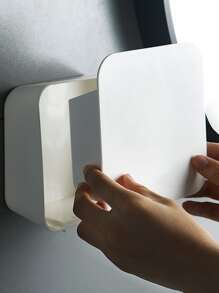1pc Wall Mounted Plastic Bathroom Storage Box,Simple White Square Sealing Storage Box - Beige - View 2