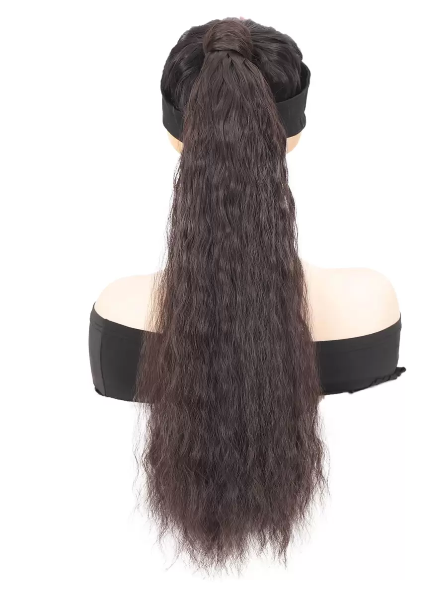 Long Curly Ponytail Synthetic Hair Extension - Black - View 1