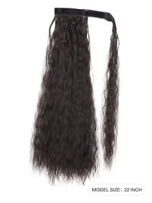 Long Curly Ponytail Synthetic Hair Extension - Black - View 2