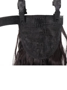 Long Curly Ponytail Synthetic Hair Extension - Black - View 3
