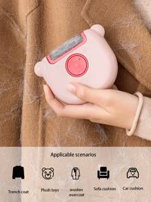 1入組棉絨滾筒可愛熊設計隨機顏色便攜式靜電旋轉脫毛刷 - 彩色 - 查看 7