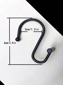 12入組/套鐵合金浴簾掛鉤浴室時尚素色浴簾掛鉤 - 黑色 - 查看 5