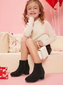 Chicas Botines tacón block de punta cerrada - Negro - Ver 1