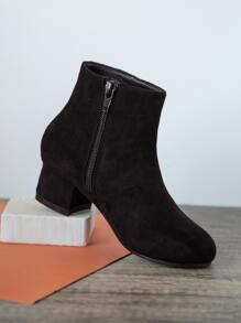 Chicas Botines tacón block de punta cerrada - Negro - Ver 4