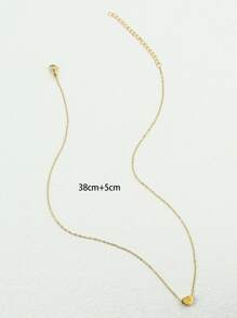 Letter Detail Heart Charm Necklace - Yellow Gold - View 5