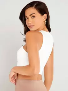 SHEIN BASICS Áo hai dây màu trơn Giải trí - trắng - Xem 2