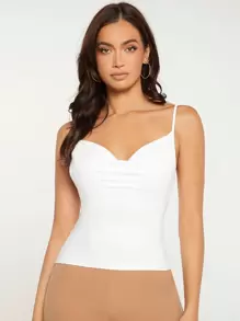 SHEIN BASICS Cowl Detail Cami Top - White - View 1