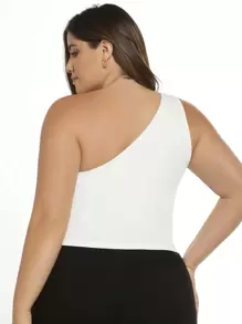 SHEIN BASICS Top de un hombro - Blanco - Ver 2