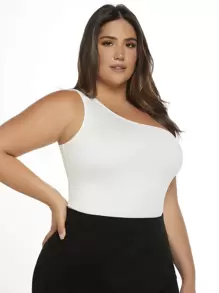 SHEIN BASICS Top de un hombro - Blanco - Ver 5