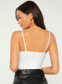 SHEIN BASICS 素色吊帶短上衣 - 白色 - 查看 2