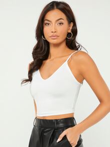 SHEIN BASICS 素色吊帶短上衣 - 白色 - 查看 5