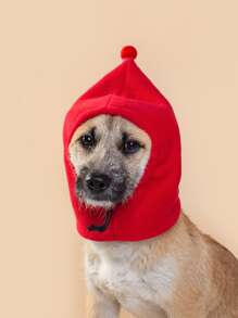 1 szt Jednolity kolor Polar koralowy Kapelusz dla zwierząt Dla , Odpowiedni Dla Koty I Psy W Wiosna I Jesień - Czerwony - Zobacz 2