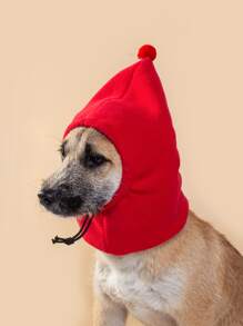 1 szt Jednolity kolor Polar koralowy Kapelusz dla zwierząt Dla , Odpowiedni Dla Koty I Psy W Wiosna I Jesień - Czerwony - Zobacz 3