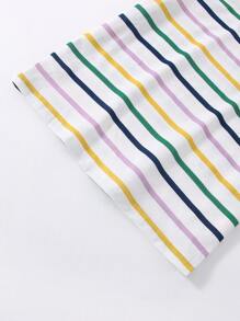 Toddler Boys Striped Tee & Shorts & Tropical Print Bib - Multicolor - View 3