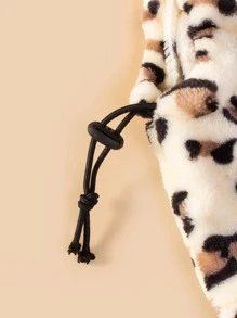 Mũ thú cưng họa tiết da báo bằng vải nỉ san hô, Phụ kiện thường ngày - Màu be - Xem 4