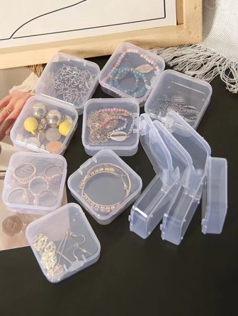 10pcs Clear Jewelry Storage Box,Mini Clear Jewelry Storage Box Multifunctional Portable, Gift For Valentine's Day Back To School
