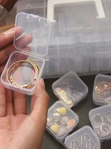 10 piezas Caja de almacenamiento de joyas transparente, caja de almacenamiento de joyas transparente mini multifuncional y portátil, regalo para el Día de San Valentín y el regreso a la escuela