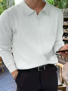 DAZY Men Ribbed Knit Solid Jumper - White - View 1