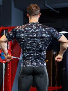 Men Slogan Graphic Sports Tee - Multicolor - View 2