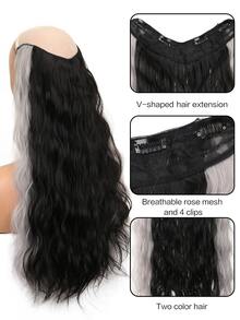 Extensión del pelo con clip medio rizado sintético - Dos Tonos - Ver 5