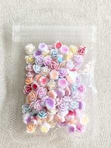 50pcs Random Color 3D Flower Design Nail Art Decoration - Multicolor - View 4