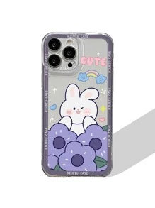 Ốp lưng điện thoại họa tiết hoa tím và thỏ, tương thích với iPhone 15 Pro Max, , và . Phiên bản quốc tế, không phải phiên bản nội địa. - Nhiều màu - Xem 1