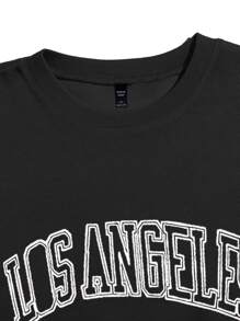 Flirla 大碼字母圖案運動衫和衛褲 - 黑色 - 查看 3