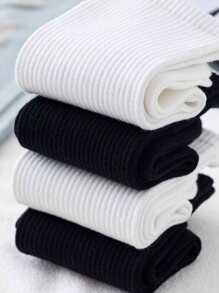 4pairs Men Solid Crew Socks