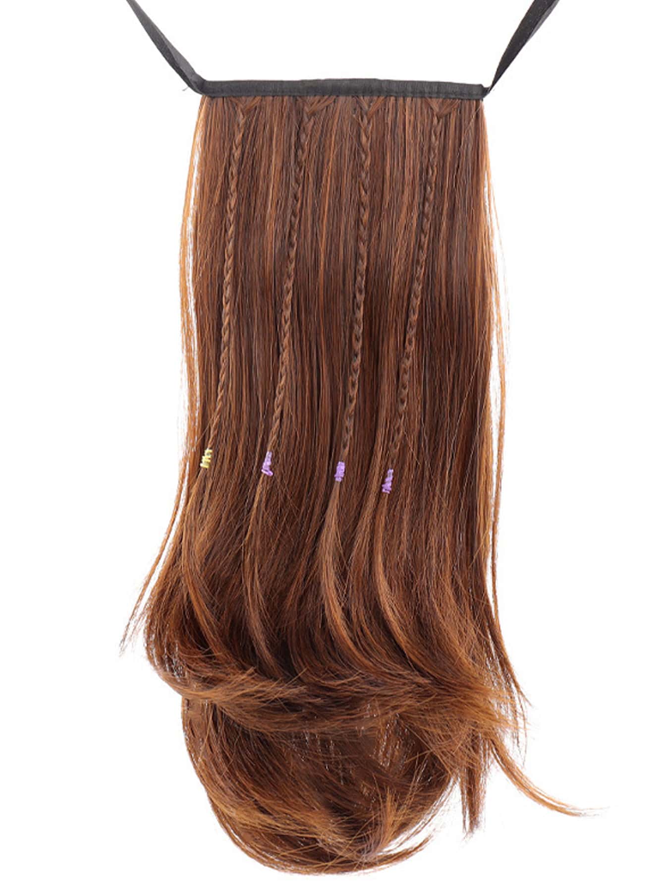 Short Yaki Straight Ponytail Synthetic Hair Extension - Brown - View 1
