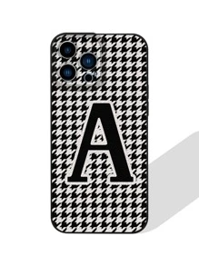 1入組千鳥格和字母圖案手機殼 - 黑與白 - 查看 5