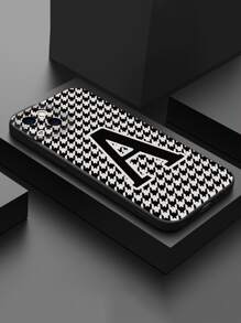 1入組千鳥格和字母圖案手機殼 - 黑與白 - 查看 6