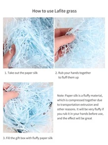 1 paquete de papel lafite arrugado, relleno de rafia, caja de regalo para fiesta de boda DIY, relleno de embalaje de Material de caramelo - Celeste - Ver 3