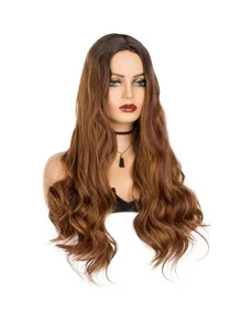 Long Curly Synthetic Wig - Piano Color - View 4