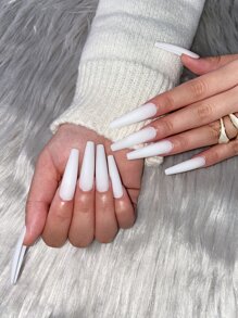 Bộ 24 móng tay giả hình oval ngắn đơn giản, móng tay giả hình mắt mèo, móng tay giả hình trái tim màu hồng, móng tay giả acrylic, bộ làm móng tay, bao gồm 1 tờ keo dán và 1 dũa nhỏ, hoàn hảo cho việc sử dụng hàng ngày, dụng cụ làm móng - trắng - Xem 1