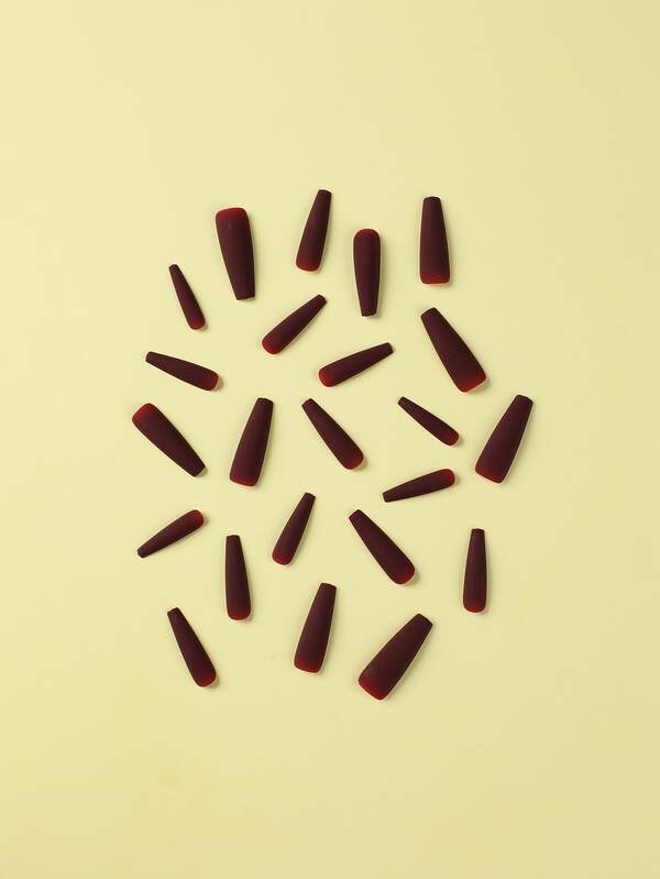 Instantly Upgrade Your Look with 24pcs Long Coffin Burgundy French