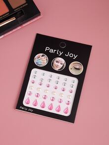 Party Joy 1 hoja Pegatina tatuaje facial con diamante de imitación - Multicolor - Ver 4