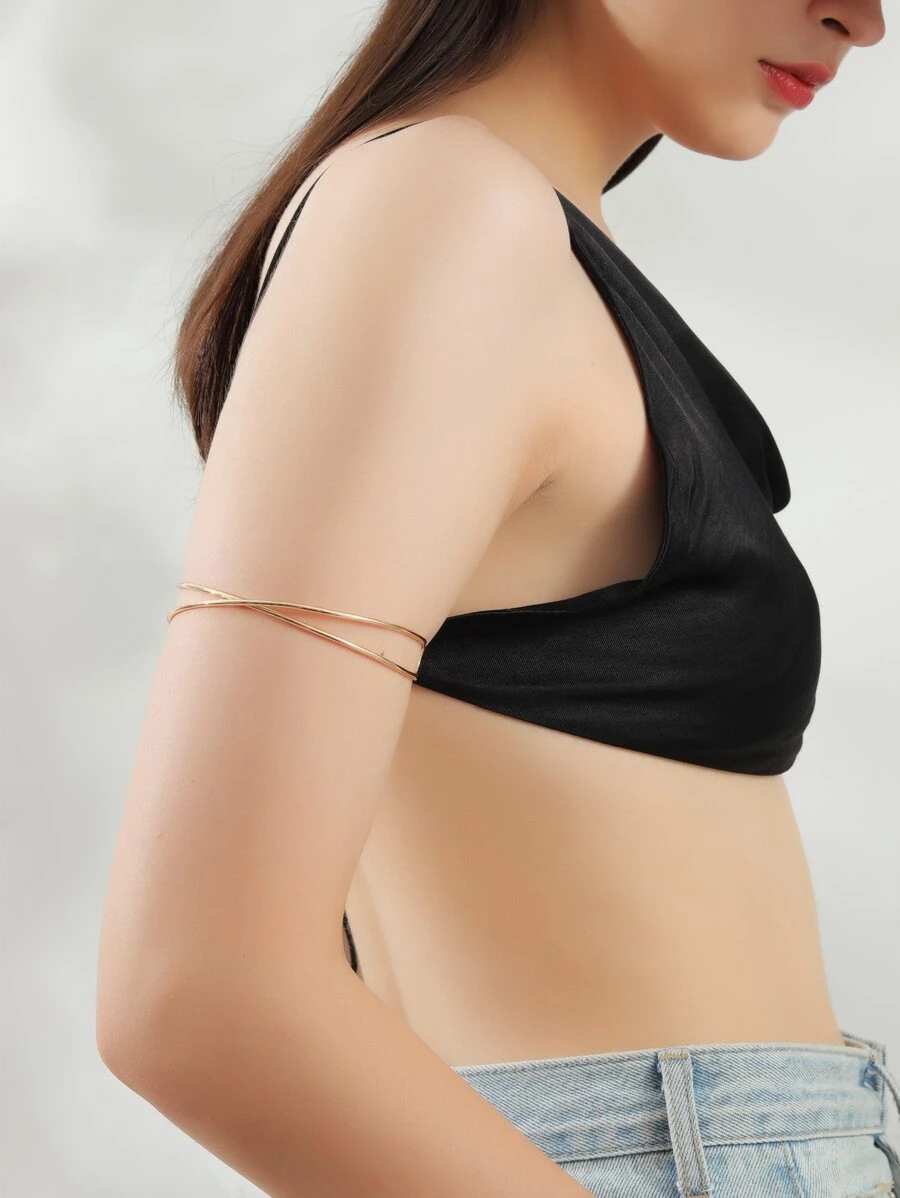 拼接領臂環 - 金黃色 - 查看 1