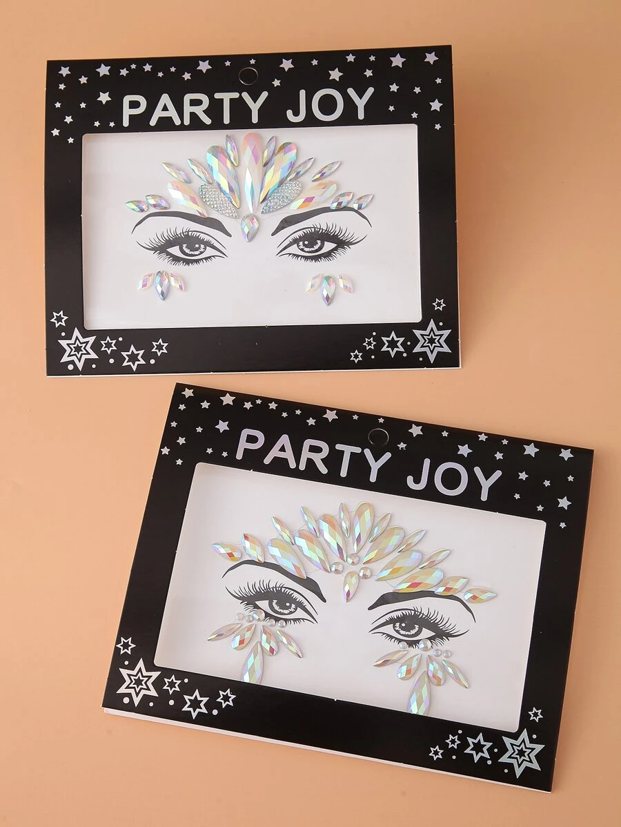 Party Joy 2入組3D身體貼紙頭髮貼紙眼睛角落貼紙臉部貼紙臨時紋身貼貼紙 - 彩色 - 查看 1